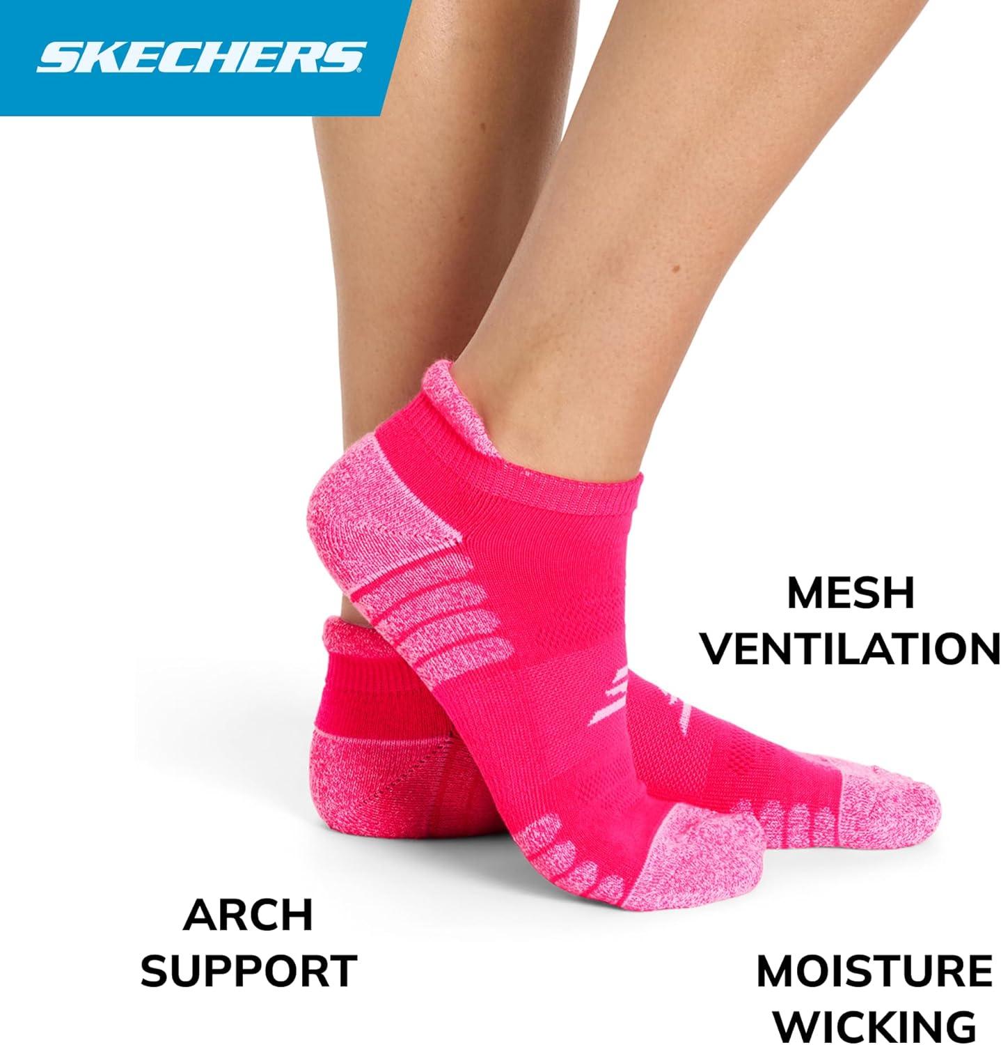 imageSkechers Womens Performance Pickleball Low Cut Odor Control ampamp Mesh Ventilation Socks 3PackVelvet DustWhiteKnockout Pink