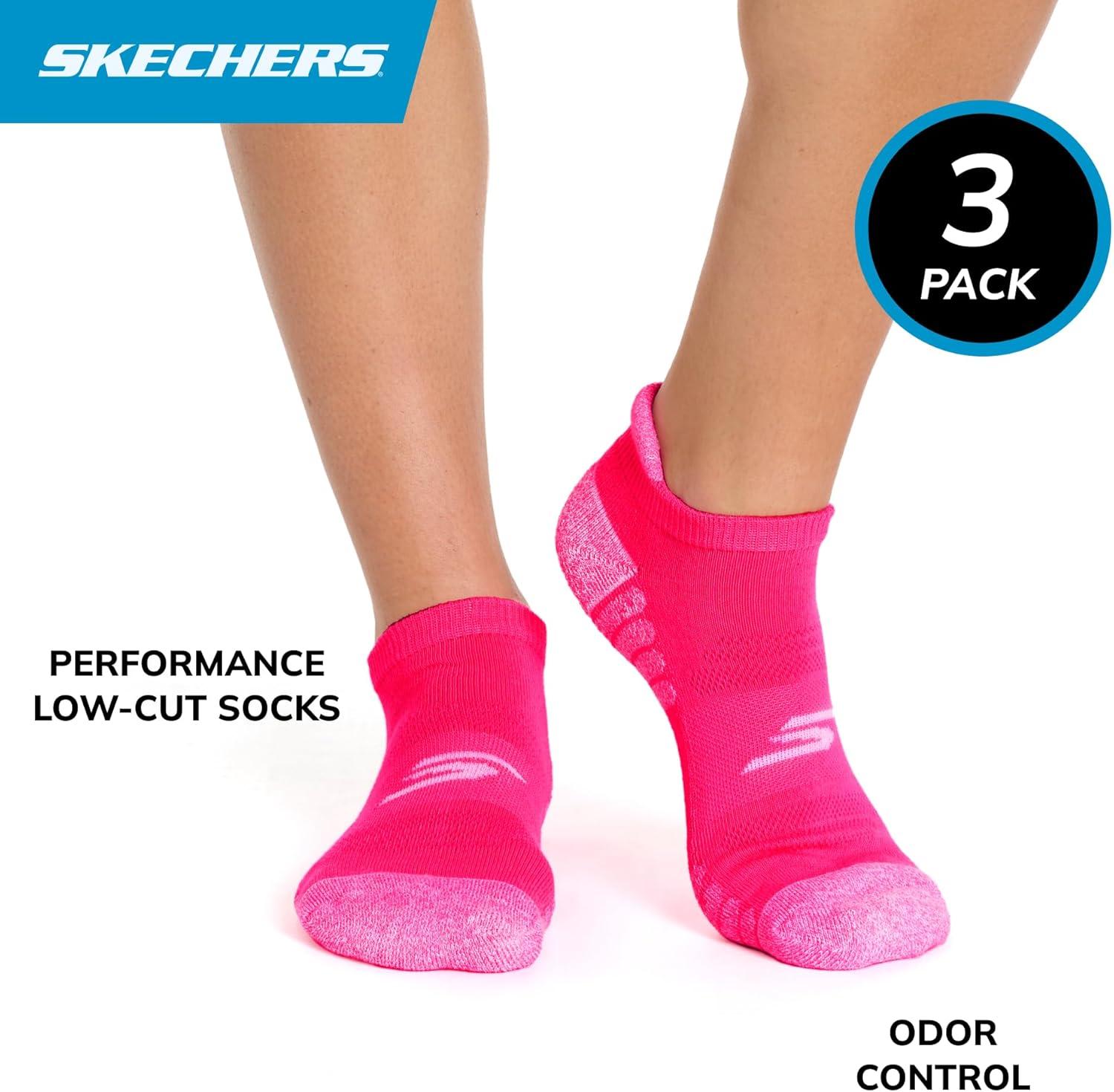 imageSkechers Womens Performance Pickleball Low Cut Odor Control ampamp Mesh Ventilation Socks 3PackVelvet DustWhiteKnockout Pink