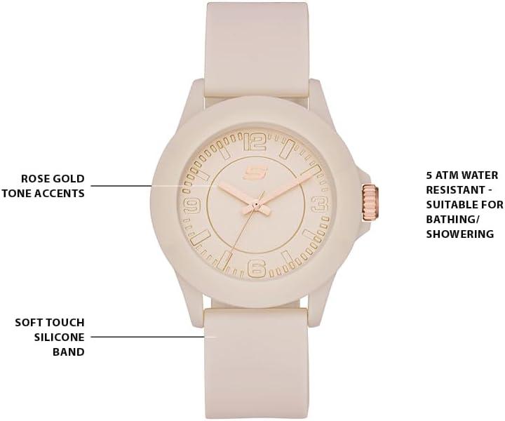 imageSkechers Womens Rosencrans Midsize Quartz ThreeHand Watch Color Blush Pink Model SR6172