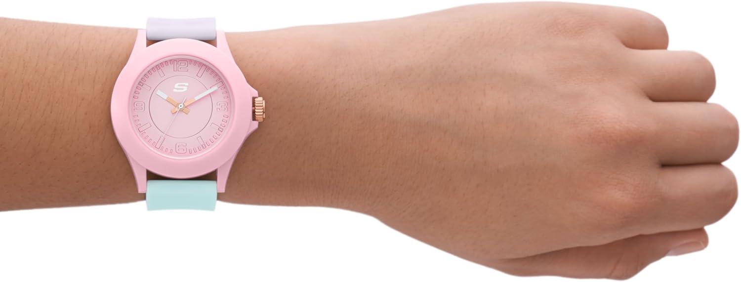 imageSkechers Womens Rosencrans Midsize Quartz ThreeHand Watch Color PurpleGreen Pink Model SR6215