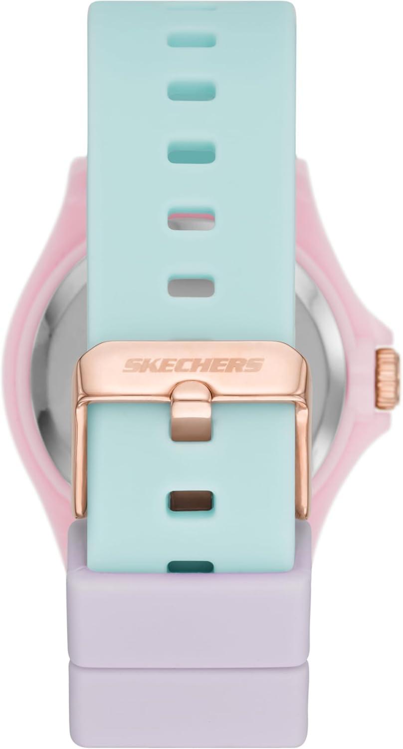 imageSkechers Womens Rosencrans Midsize Quartz ThreeHand Watch Color PurpleGreen Pink Model SR6215