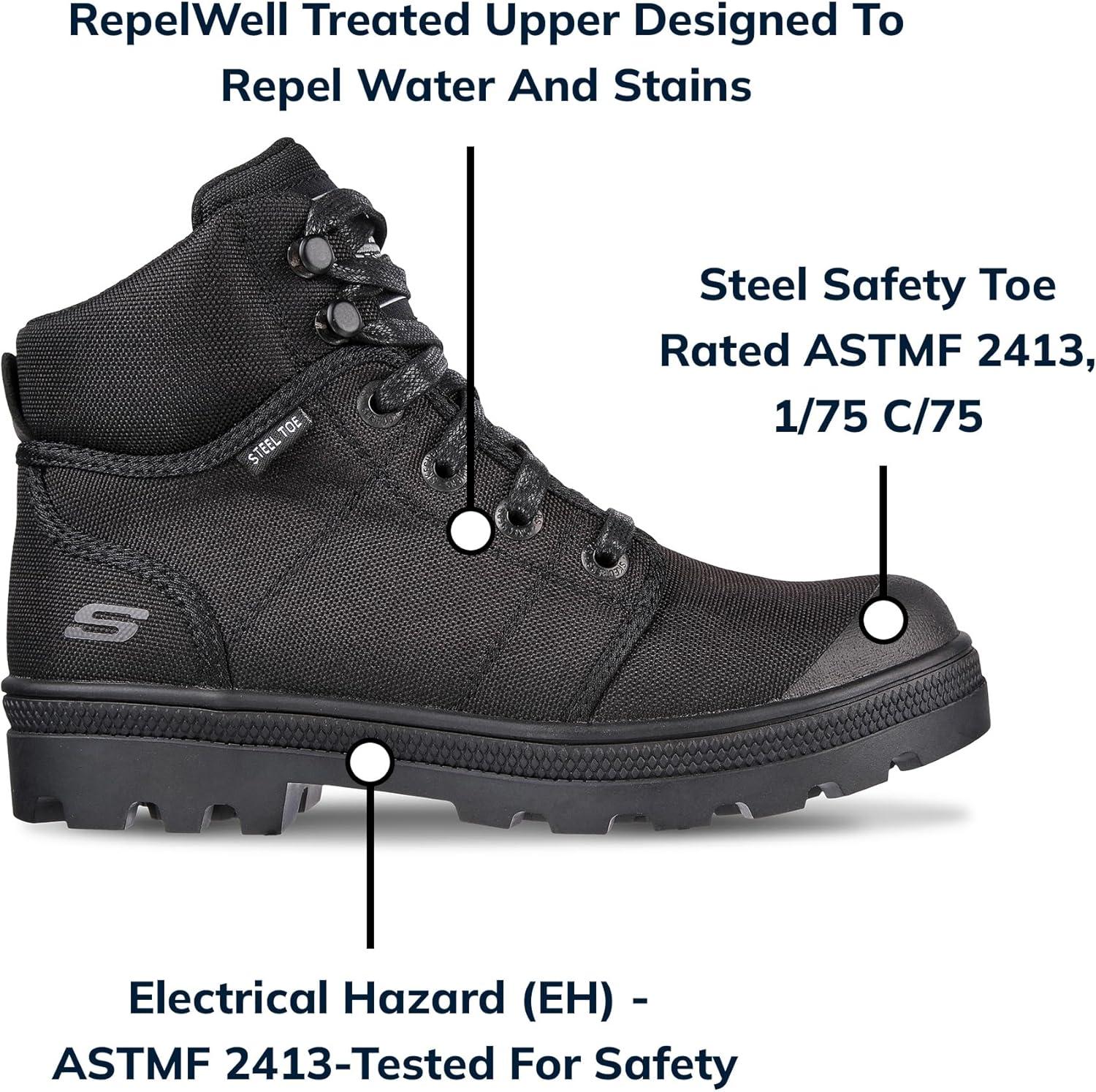 imageSkechers Womens Rotund Darragh Work LaceUp Boot Safety ToeBlack