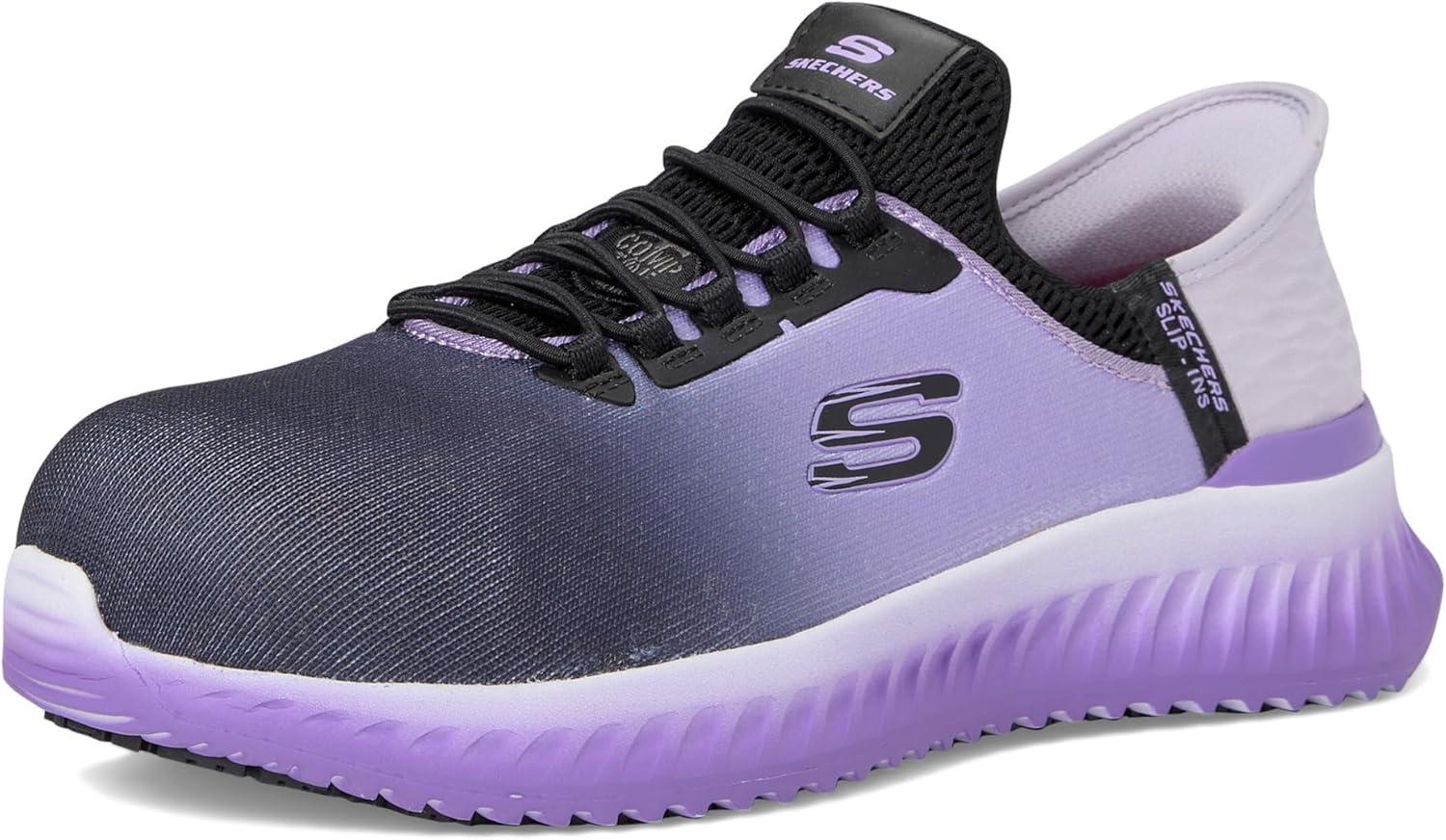 imageSkechers Womens Slipins Work Tilido Ombray Womens Slip Resistant Bungee SneakersBlackPurple