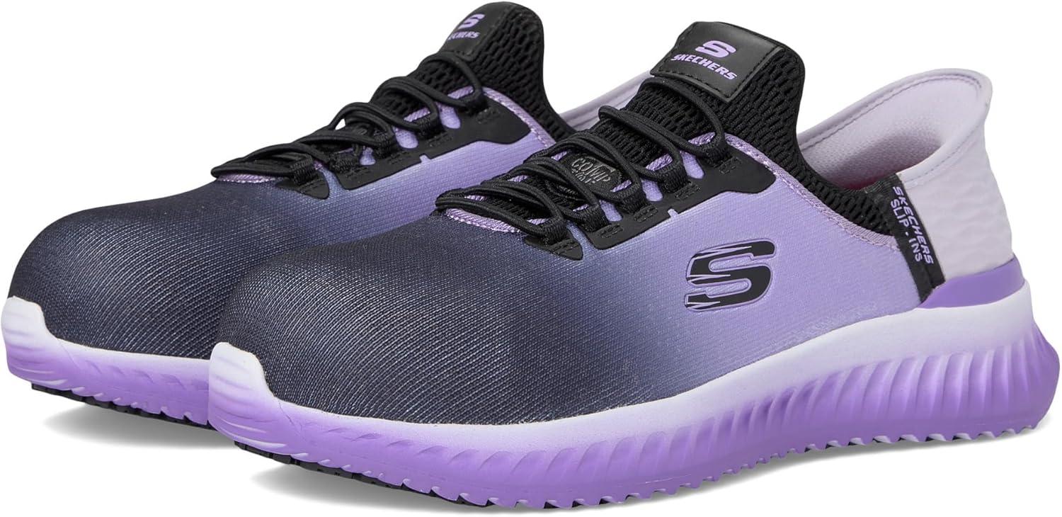 imageSkechers Womens Slipins Work Tilido Ombray Womens Slip Resistant Bungee SneakersBlackPurple