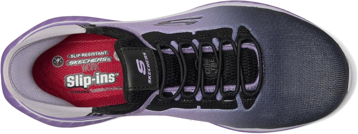 imageSkechers Womens Slipins Work Tilido Ombray Womens Slip Resistant Bungee SneakersBlackPurple