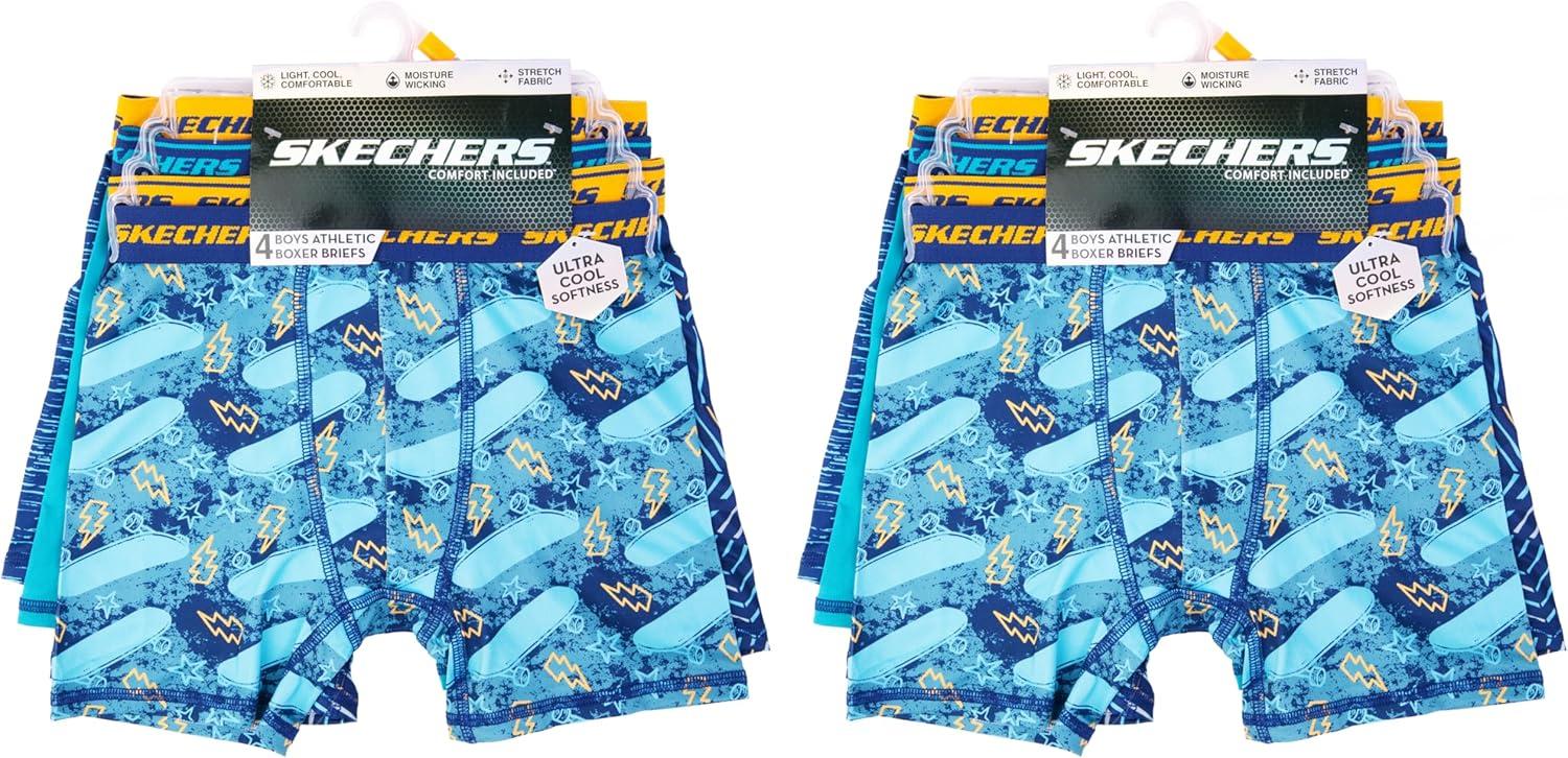 imageSkechers boys Amazon Exclusive 8pk Athletic Boxer Briefs With Unique Prints in Sizes 23t 4 6 8 and 108pack Skate Bxrbr