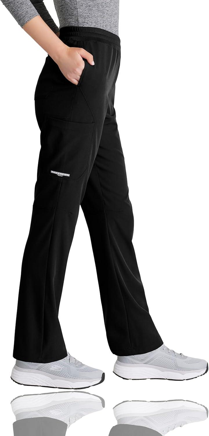 imageSkechers by BARCO Vitality Aura Classic Fit Straight Leg Scrub Pant for Women MidRise 5Pocket Bottom with 4way StretchBlack