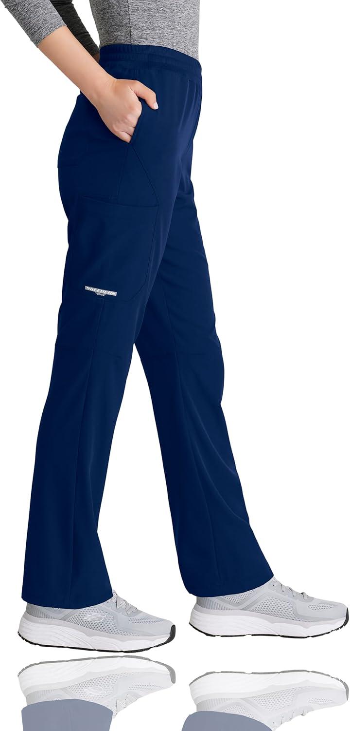imageSkechers by BARCO Vitality Aura Classic Fit Straight Leg Scrub Pant for Women MidRise 5Pocket Bottom with 4way StretchNavy