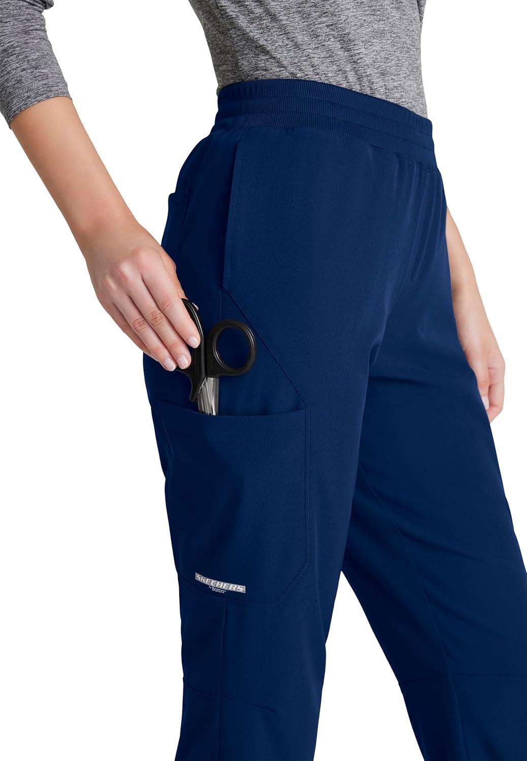 imageSkechers by BARCO Vitality Aura Classic Fit Straight Leg Scrub Pant for Women MidRise 5Pocket Bottom with 4way StretchNavy