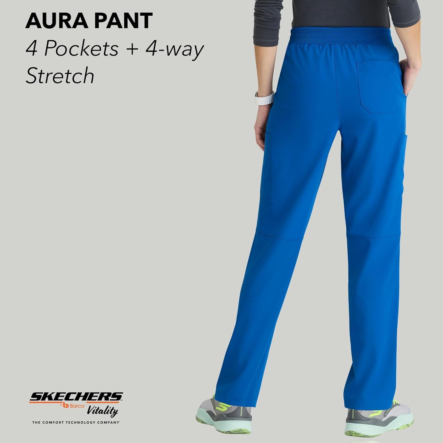 imageSkechers by BARCO Vitality Aura Classic Fit Straight Leg Scrub Pant for Women MidRise 5Pocket Bottom with 4way StretchNew Royal