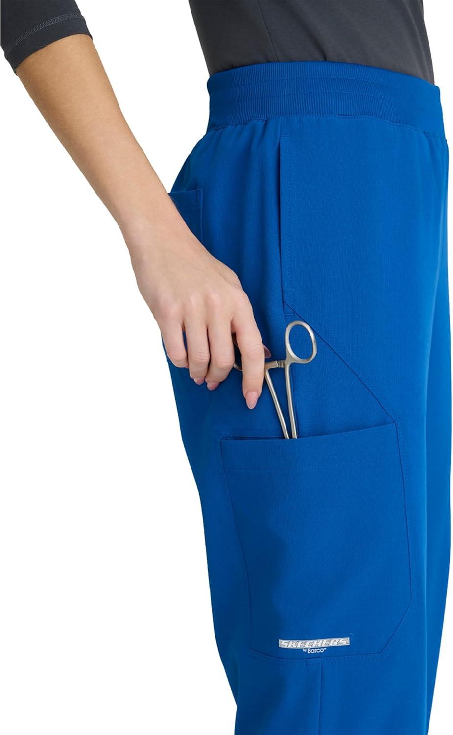 imageSkechers by BARCO Vitality Aura Classic Fit Straight Leg Scrub Pant for Women MidRise 5Pocket Bottom with 4way StretchNew Royal