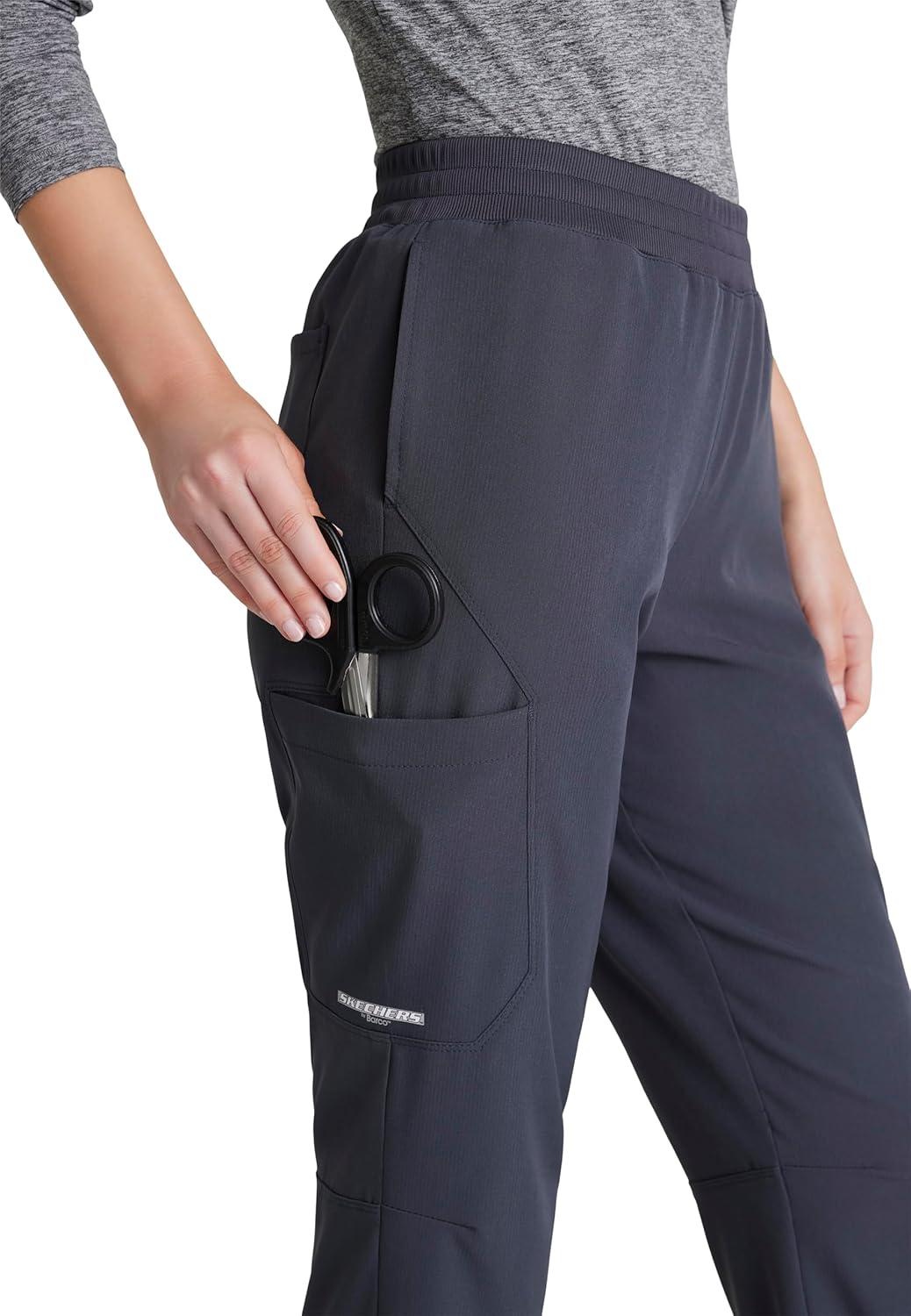 imageSkechers by BARCO Vitality Aura Classic Fit Straight Leg Scrub Pant for Women MidRise 5Pocket Bottom with 4way StretchPewter