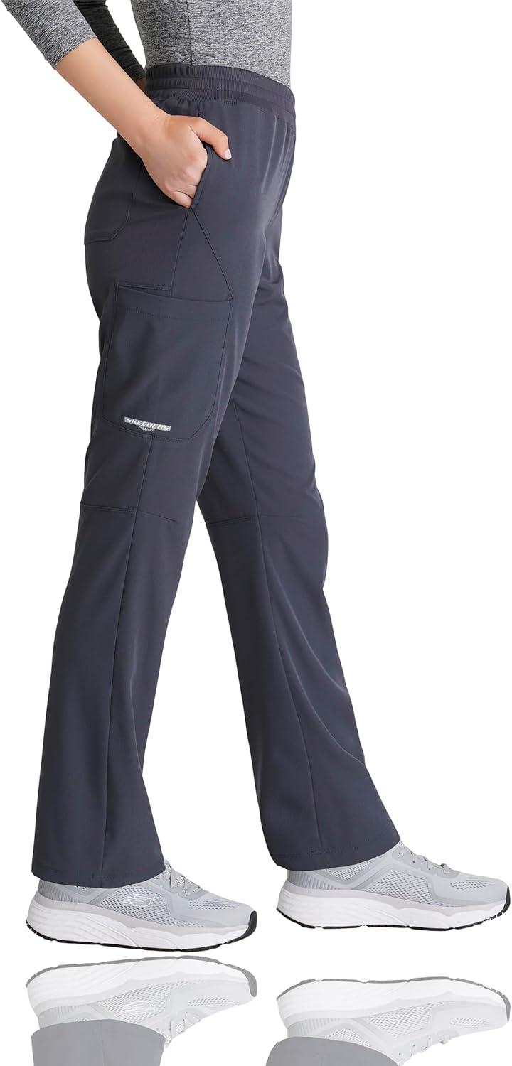 imageSkechers by BARCO Vitality Aura Classic Fit Straight Leg Scrub Pant for Women MidRise 5Pocket Bottom with 4way StretchPewter