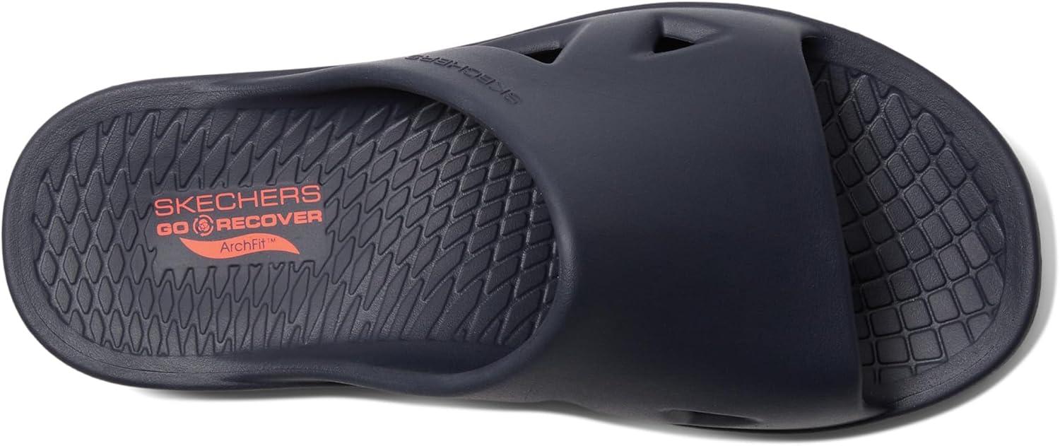 imageSkechers mens Go Recover Refresh Mens Dual Density Arch Fit Slide SandalsNavyCoral