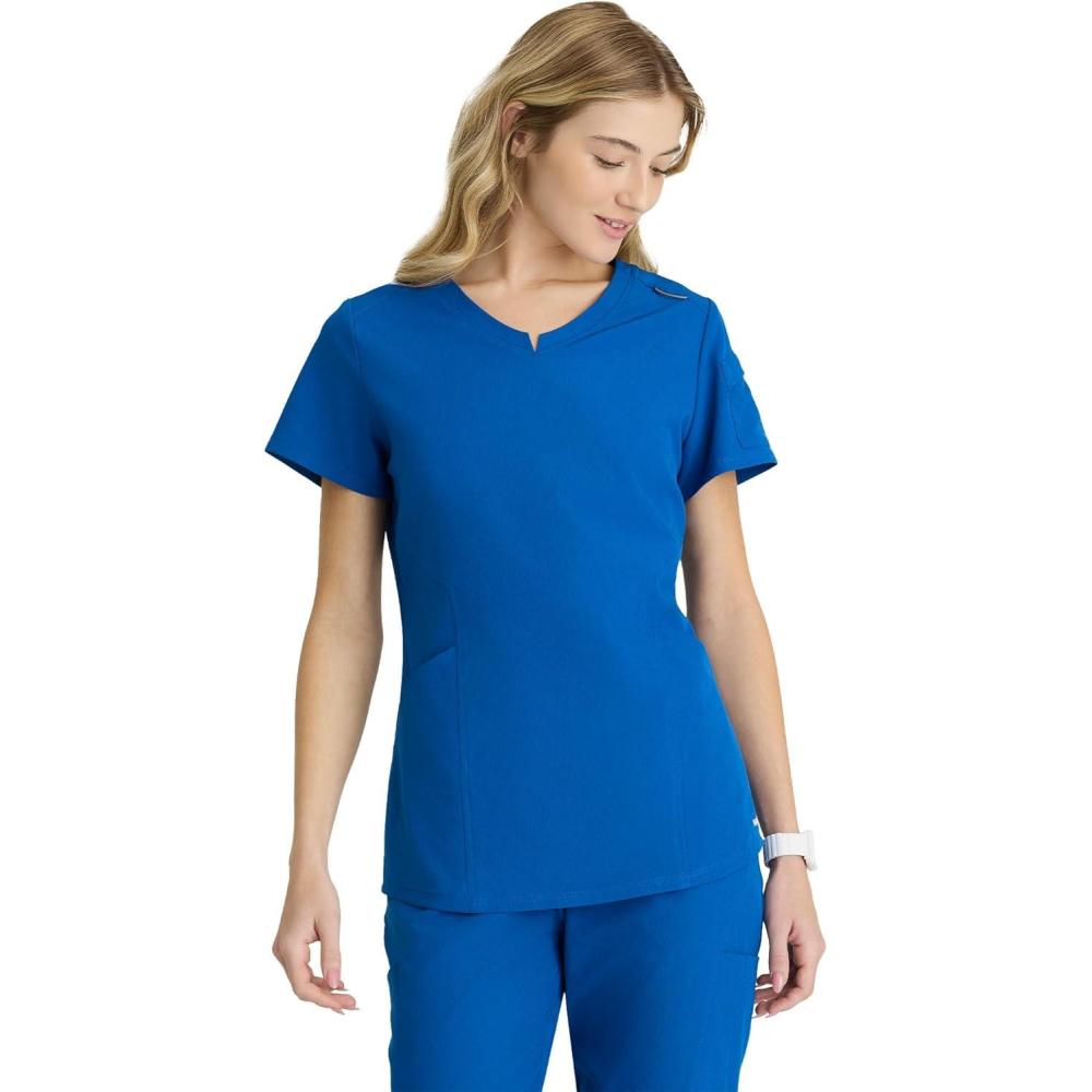 imageBARCO Skechers Vitality Aura Classic Fit Scrub Top for Women 3Pocket Classic VNeck Top with 4Way StretchNew Royal