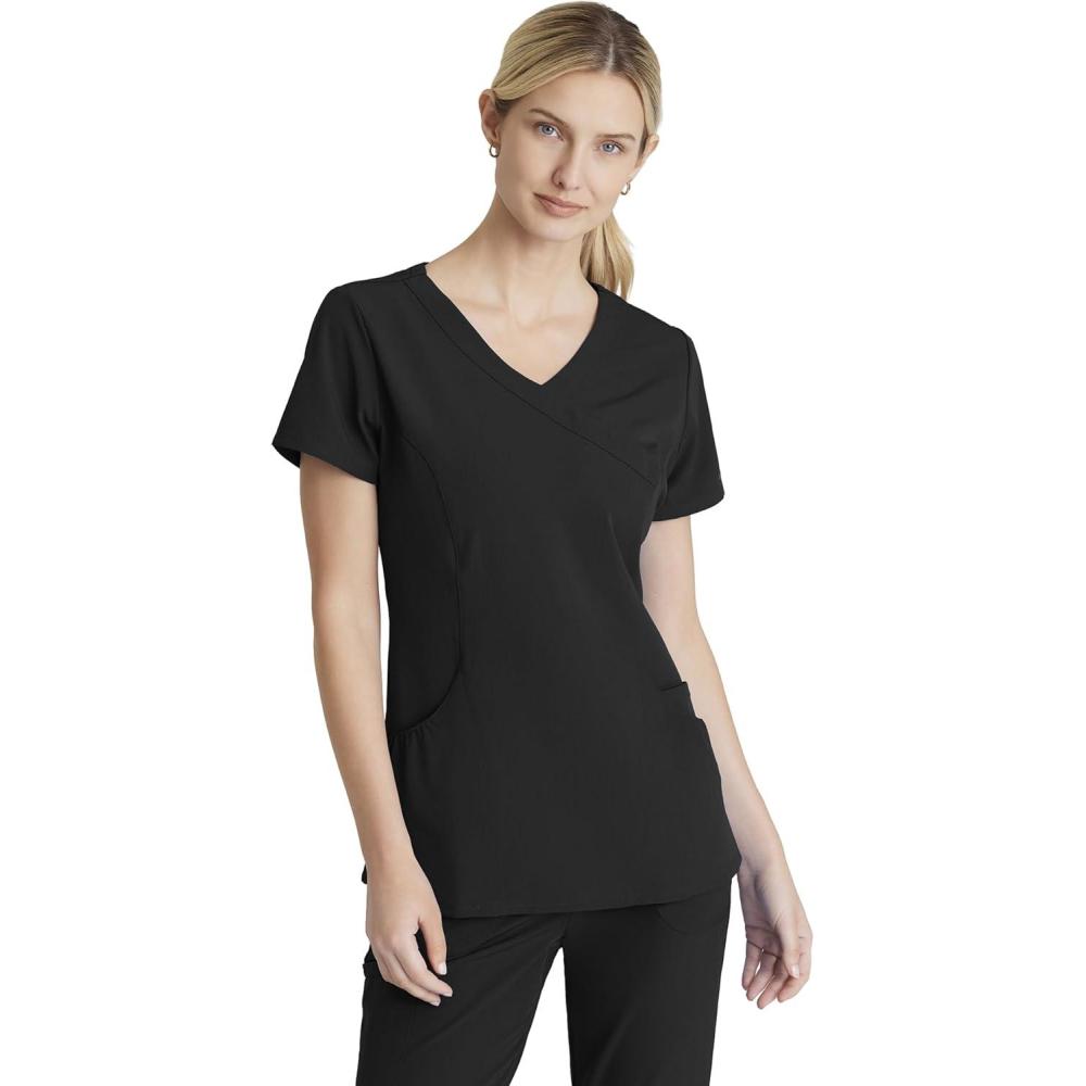 imageBARCO Skechers Vitality Charge Scrub Top for Women VNeck Medical Top 4Way Stretch Womens Scrub TopBlack
