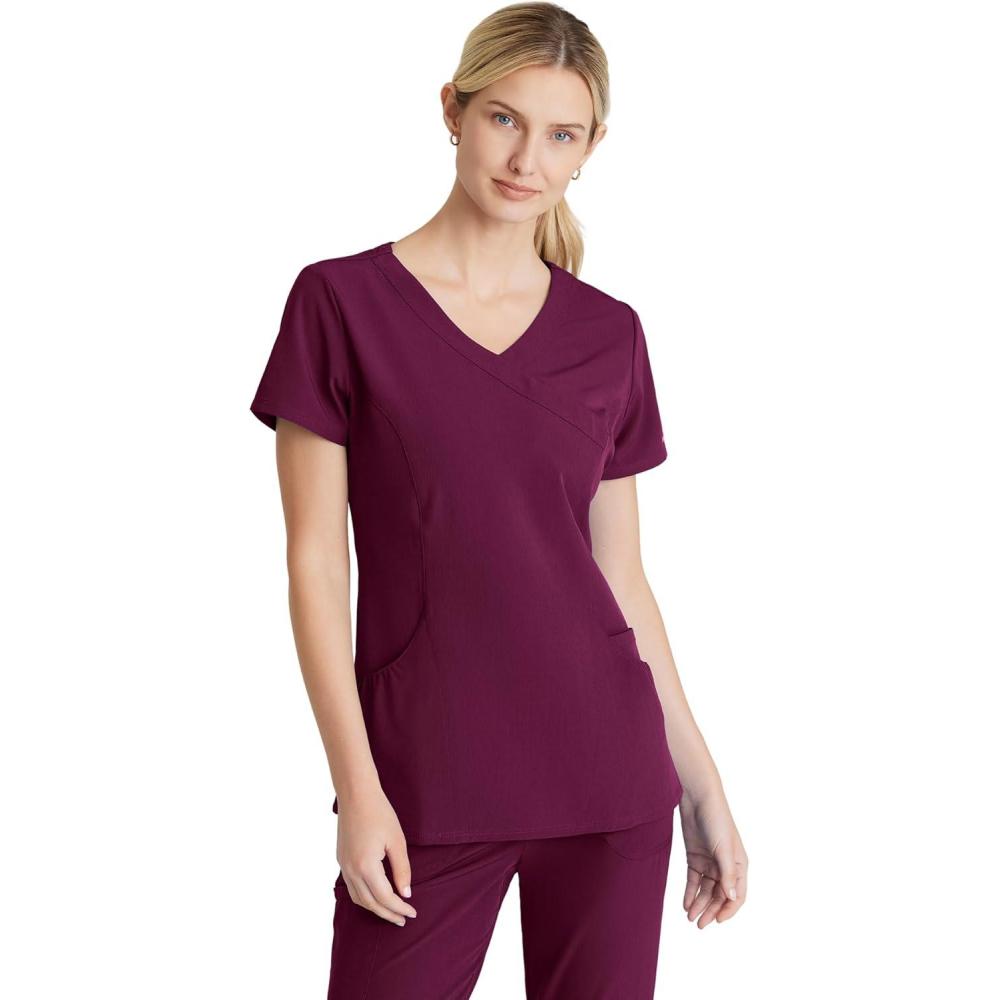imageBARCO Skechers Vitality Charge Scrub Top for Women VNeck Medical Top 4Way Stretch Womens Scrub TopWine