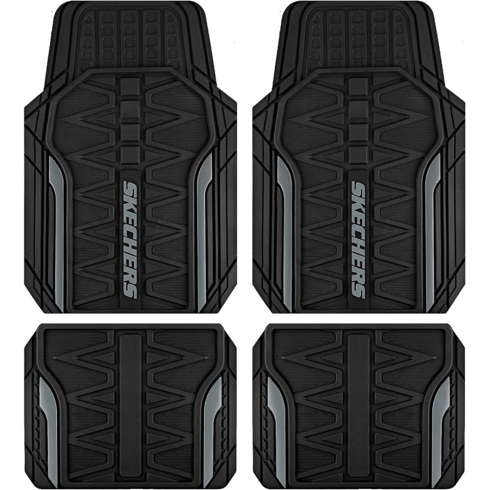 imageSkechers Car Floor MatsHeavy Duty Rubber Car Mats Full SetAll Weather Floor MatsWaterproof Trim to Fit Universal Floor Liner Car AccessoriesAutomotive Floor Mats for Cars Trucks SUVBlueGrey