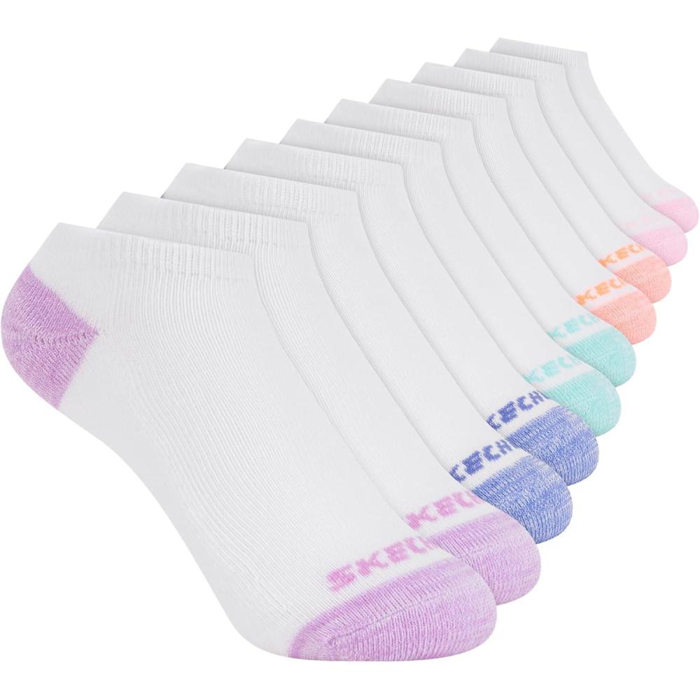imageSkechers Girls Performance Everyday Wear No Show Socks 10PackWhite Multicolor