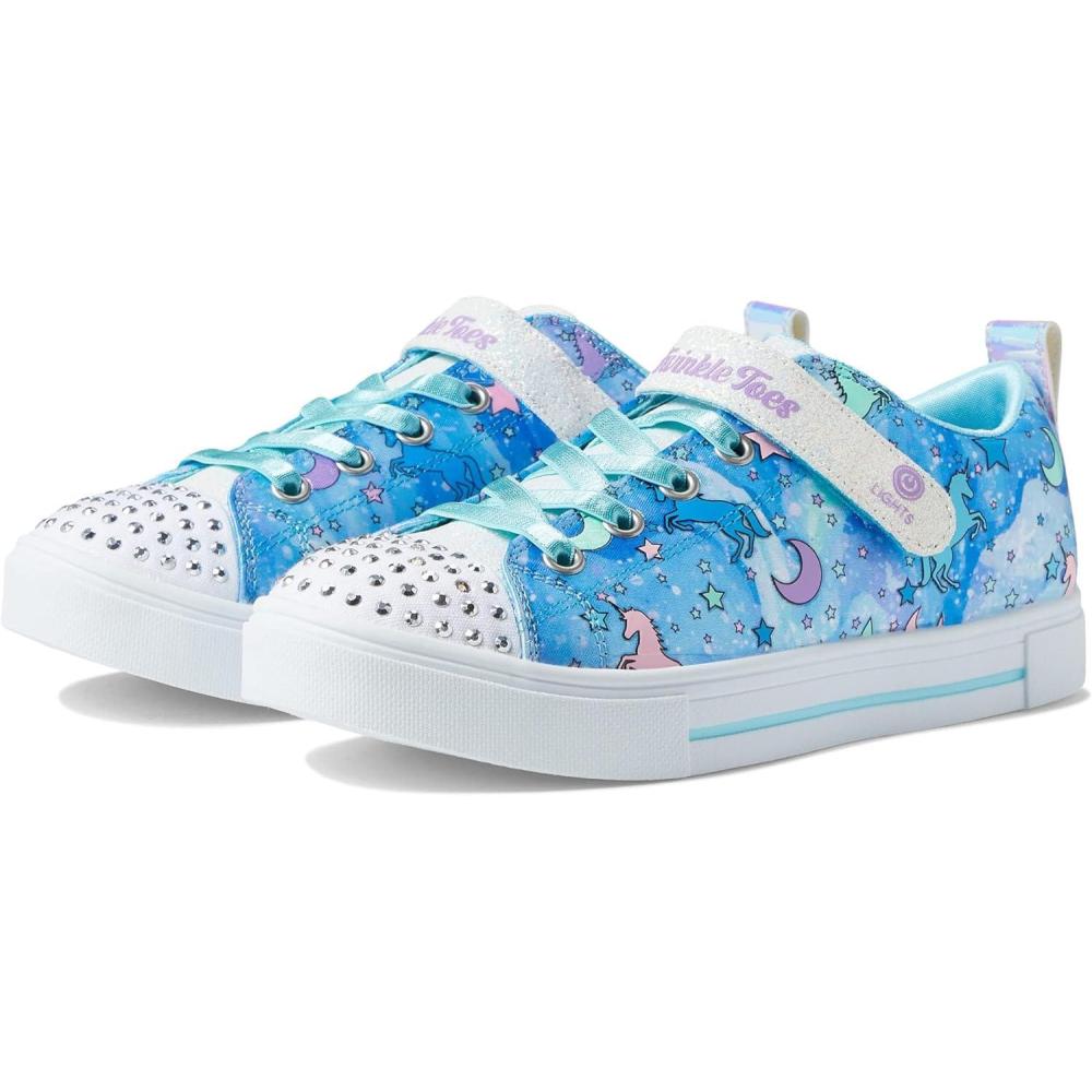 imageSkechers Kids Girls Twinkle Sparks Ice Heather LightUp Sneakers Cushioned Comfort Flexible SoleBlueMulti