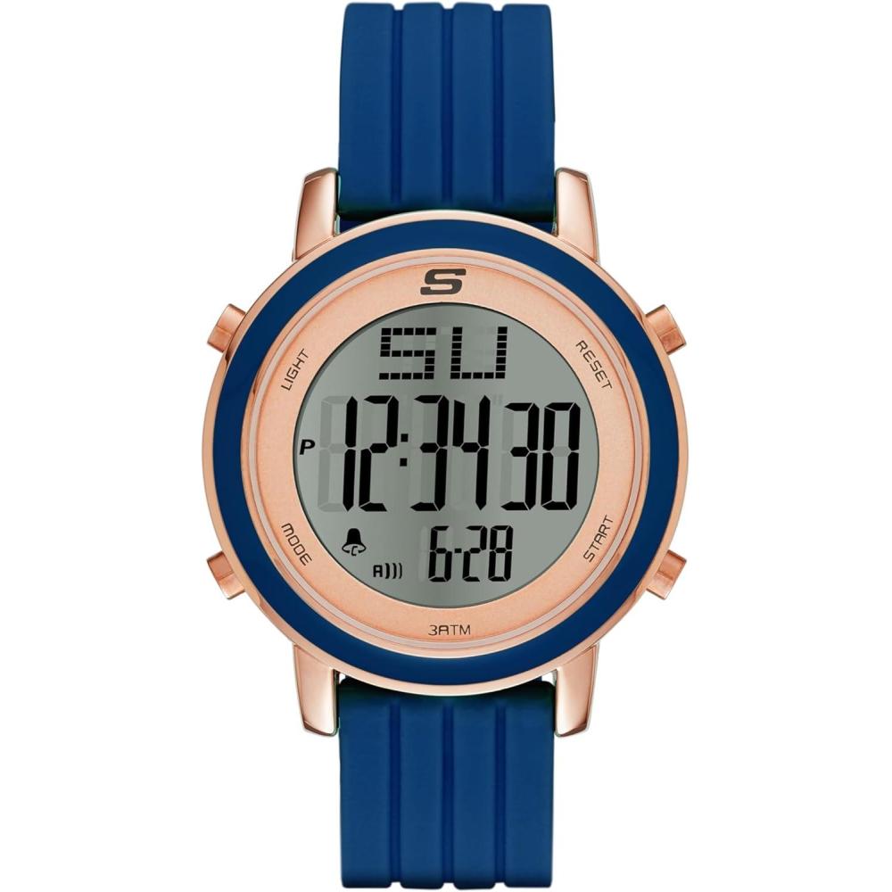 imageSkechers Magnolia Digital Silicone Watch for WomenRose Gold  Navy