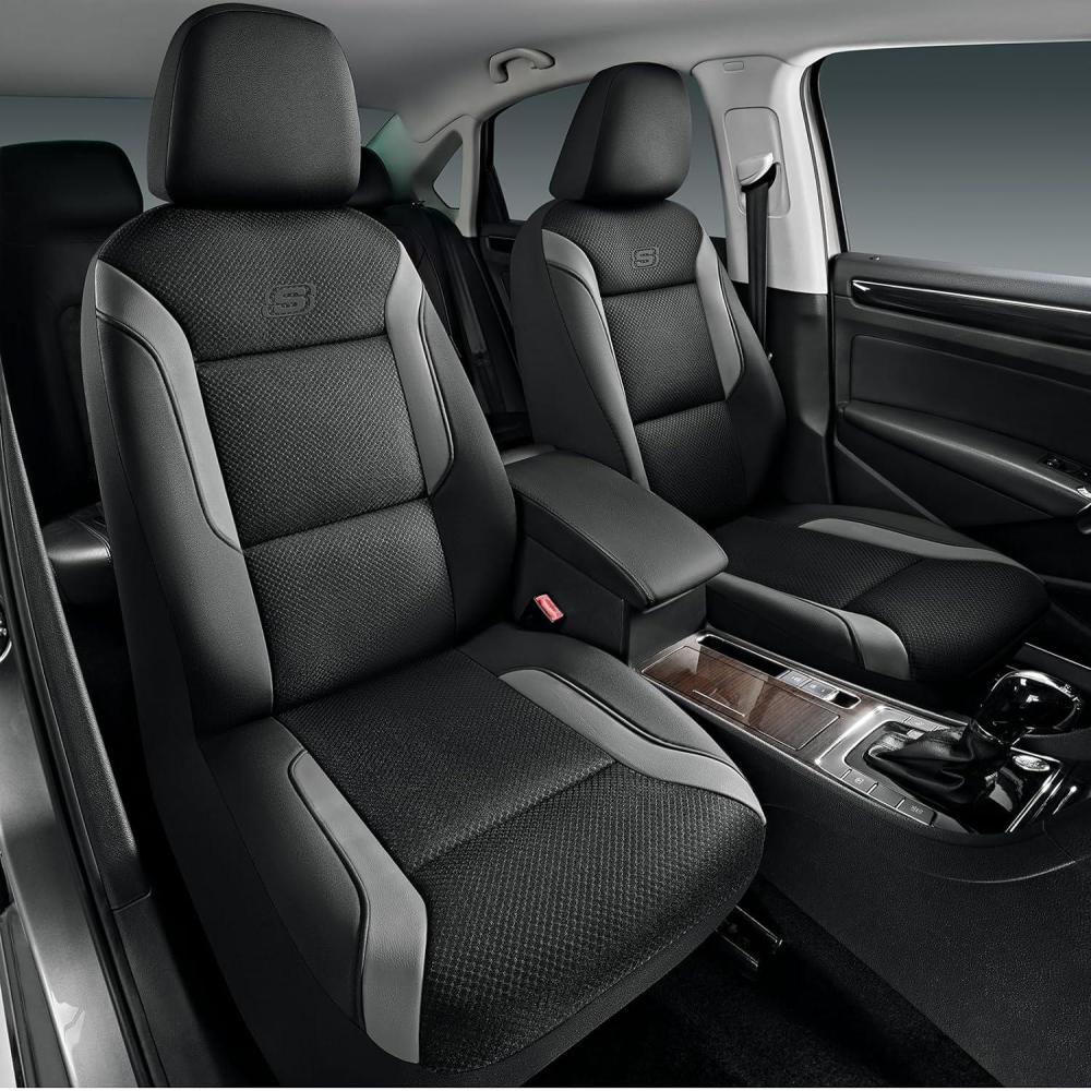 imageSkechers Memory Foam Car Seat Covers Air Cool Mesh Thick Seat Covers Car Seat Full Sets Airbag Compatible Automotive Comfort Protection for Most CarsVansTrucks SUVsRedBlack and Grey