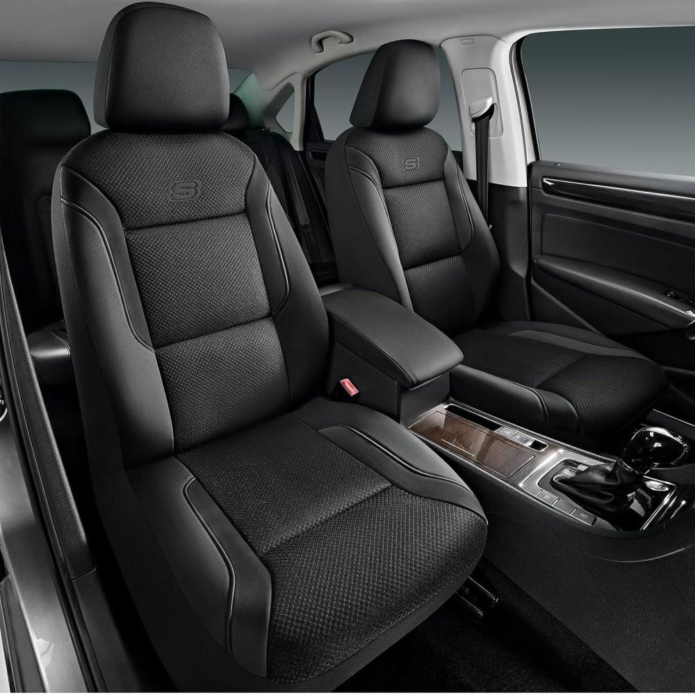 imageSkechers Memory Foam Car Seat Covers Air Cool Mesh Thick Seat Covers Car Seat Full Sets Airbag Compatible Automotive Comfort Protection for Most CarsVansTrucks SUVsRedBlack and Black