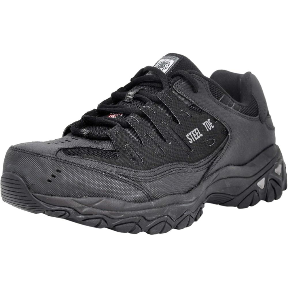 imageSkechers Mens Cankton Steel Toe Construction Shoe Electrical Hazard Rated Memory FoamBlackBlack