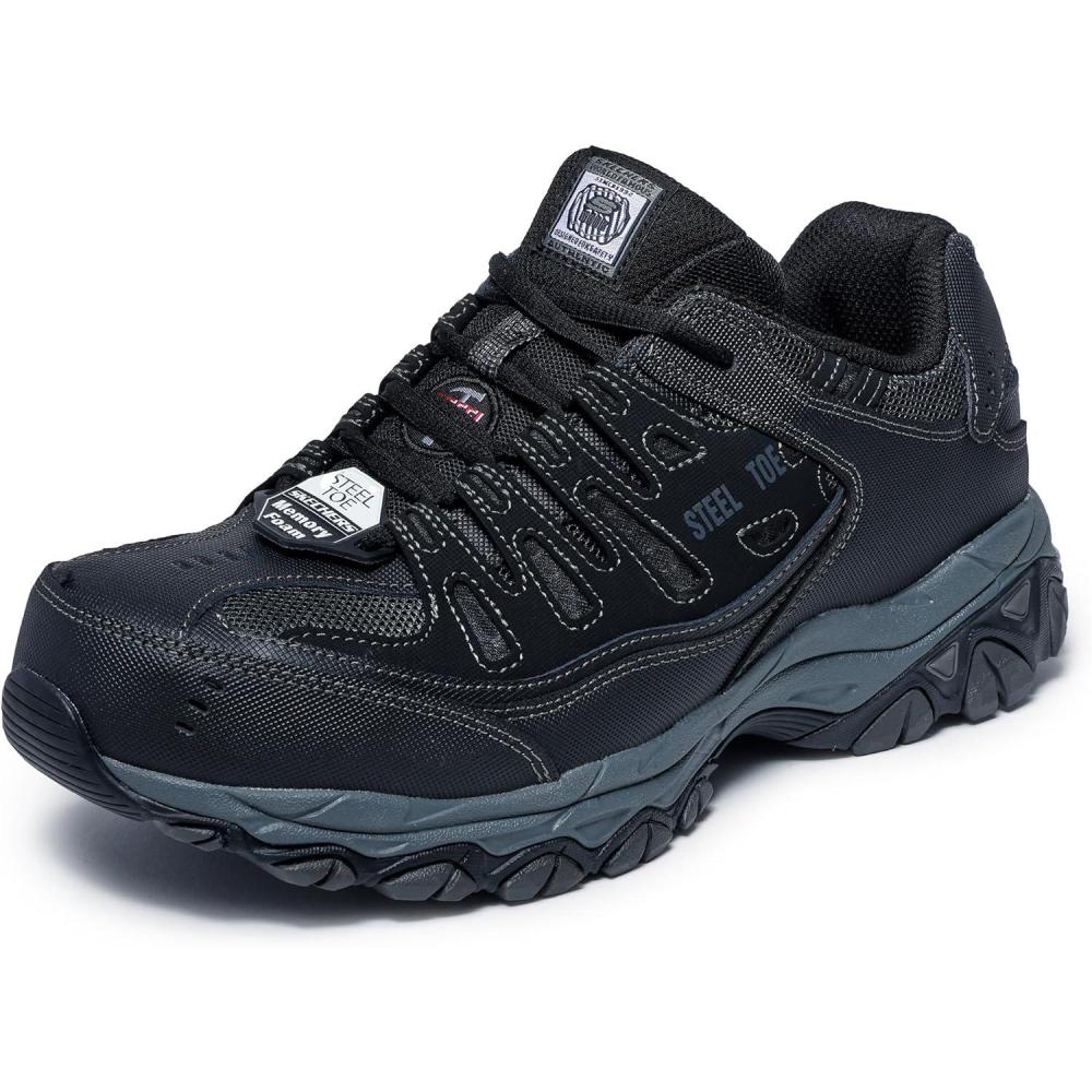 imageSkechers Mens Cankton Steel Toe Construction Shoe Electrical Hazard Rated Memory FoamBlackCharcoal