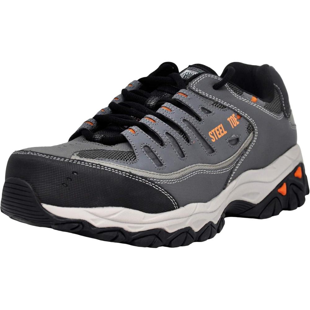 imageSkechers Mens Cankton Steel Toe Construction Shoe Electrical Hazard Rated Memory FoamCharcoalOrange