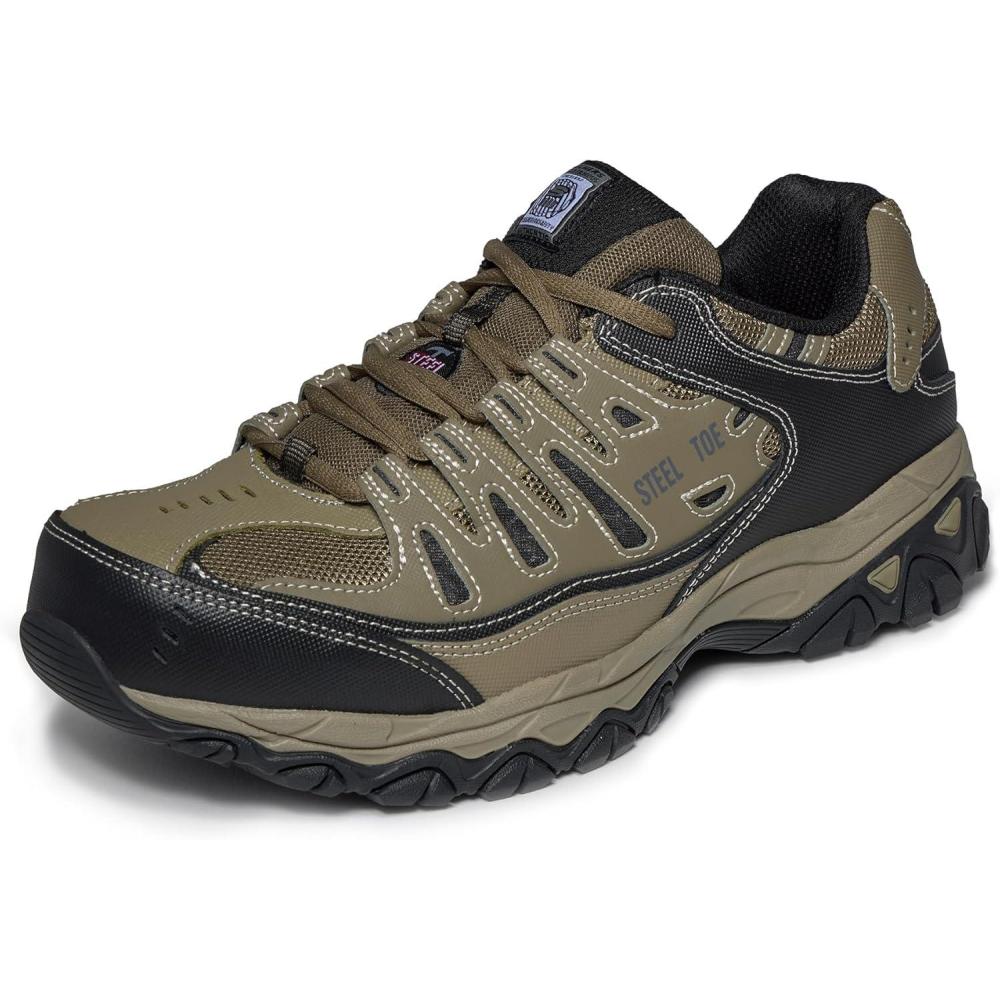 imageSkechers Mens Cankton Steel Toe Construction Shoe Electrical Hazard Rated Memory FoamPebbleBlack