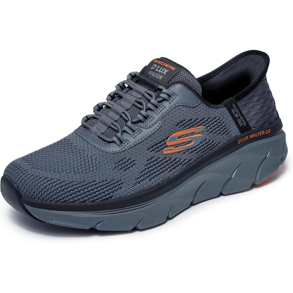 imageSkechers Mens Dlux Walker 20 Rezinate Hands Free SlipinCharcoalOrange