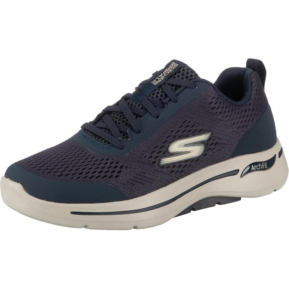 imageSkechers Mens Gowalk Arch FitAthletic Workout Walking Shoe with Air Cooled FoamSneakerNavyGold