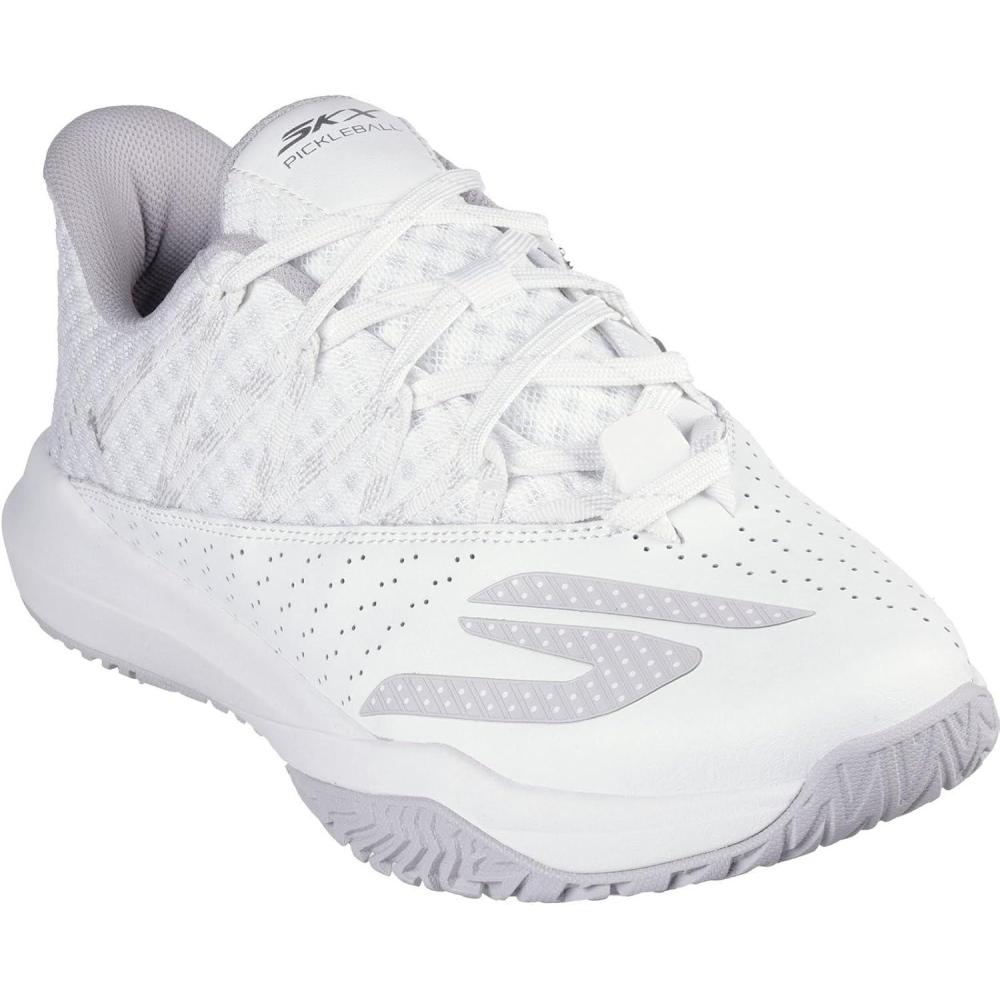 imageSkechers Mens HandsFree Slipins Viper Court Rally TrainersWhite Leather Mesh Trim