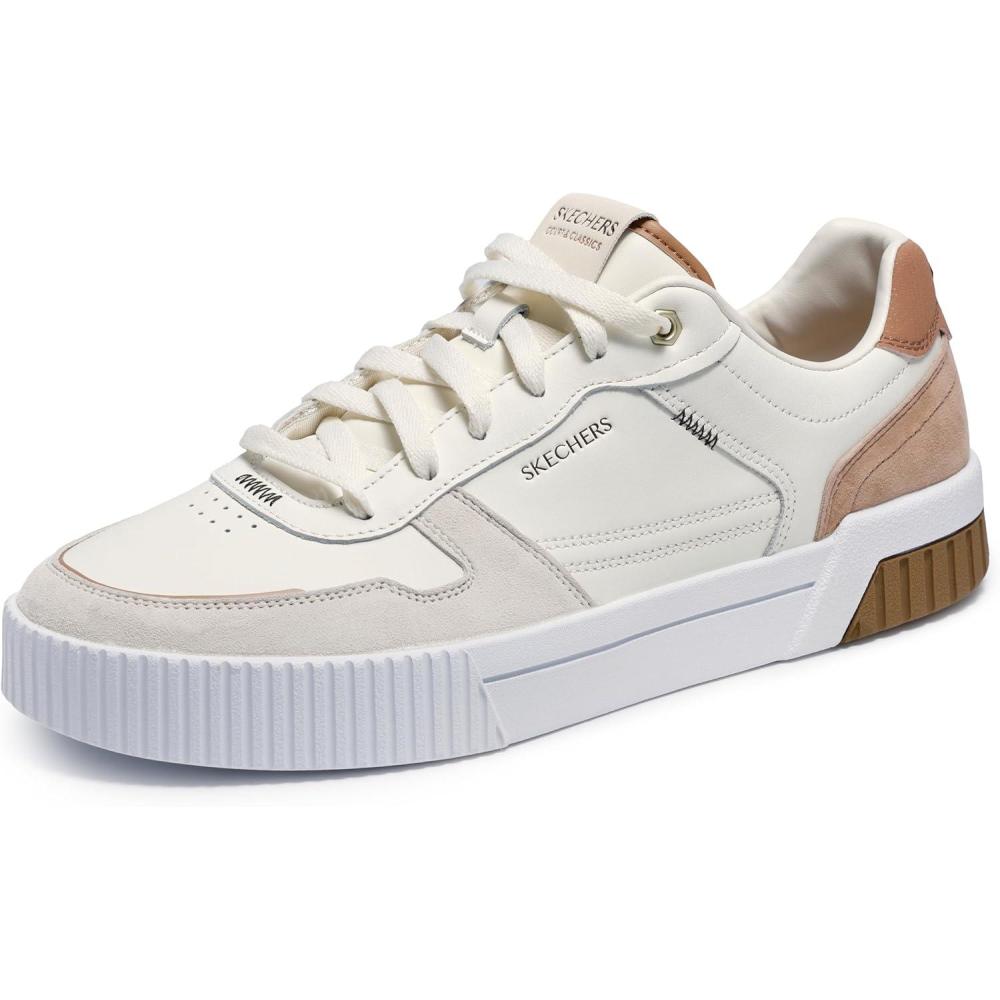 imageSkechers Mens Jade Kovos Leather and Suede Laceup SneakersNaturalBrown