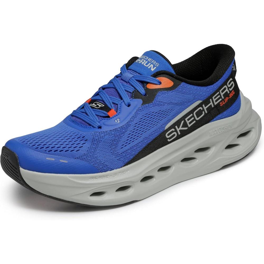 imageSkechers Mens Max Cushioning Glide Step Advert Hands Free SlipinsBlueOrange