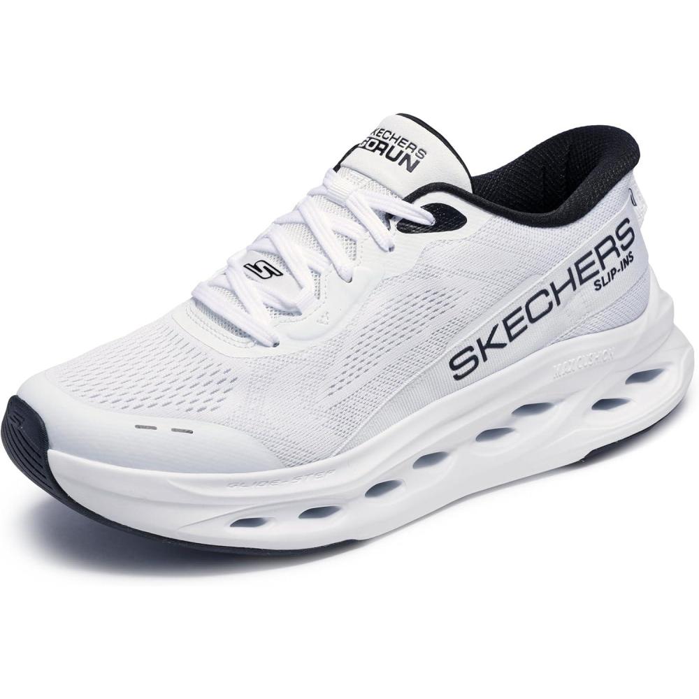 imageSkechers Mens Max Cushioning Glide Step Advert Hands Free SlipinsWhiteBlack