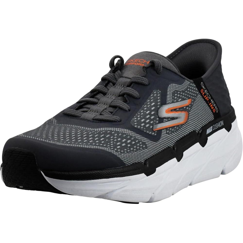 imageSkechers Mens Max Cushioning Slipins Athletic Workout Running Walking Shoes with Memory FoamCharcoal