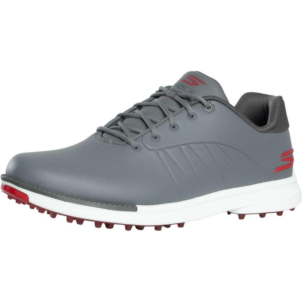 imageSkechers Mens Tempo Spikeless Waterproof Lightweight Golf ShoeGrayRed