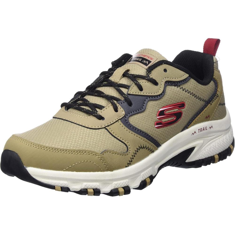 imageSkechers Mens Ultra Flex 30 Right Away Hands Free Slipin SneakerTaupe Leather Mesh Synthetic Red Trim