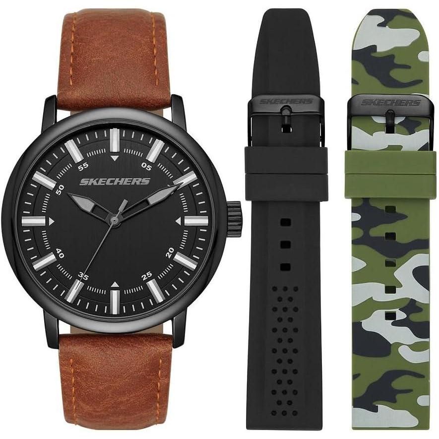 imageSkechers Mens Watch and Stackable Bracelet or Interchangeable Band Gift SetBlackCamo Band Set