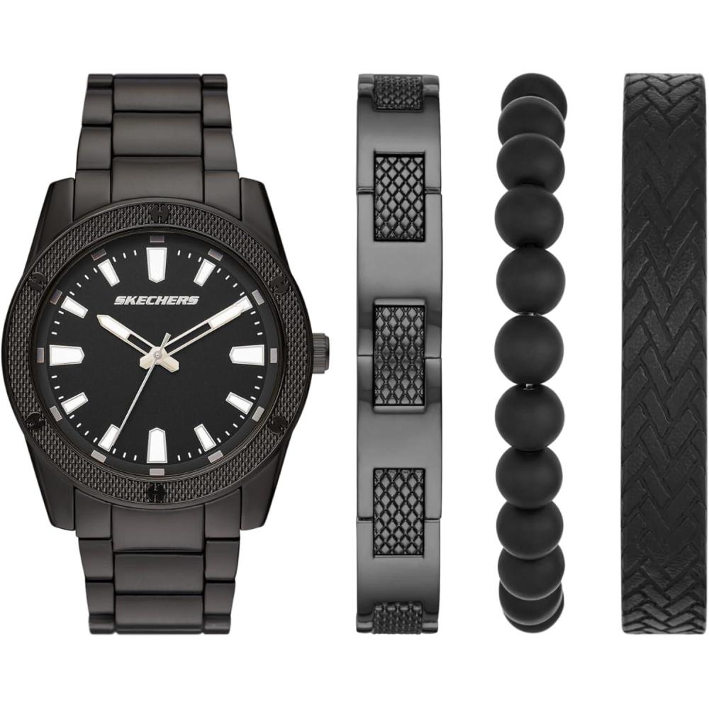 imageSkechers Mens Watch and Stackable Bracelet or Interchangeable Band Gift SetBlackGunmetal