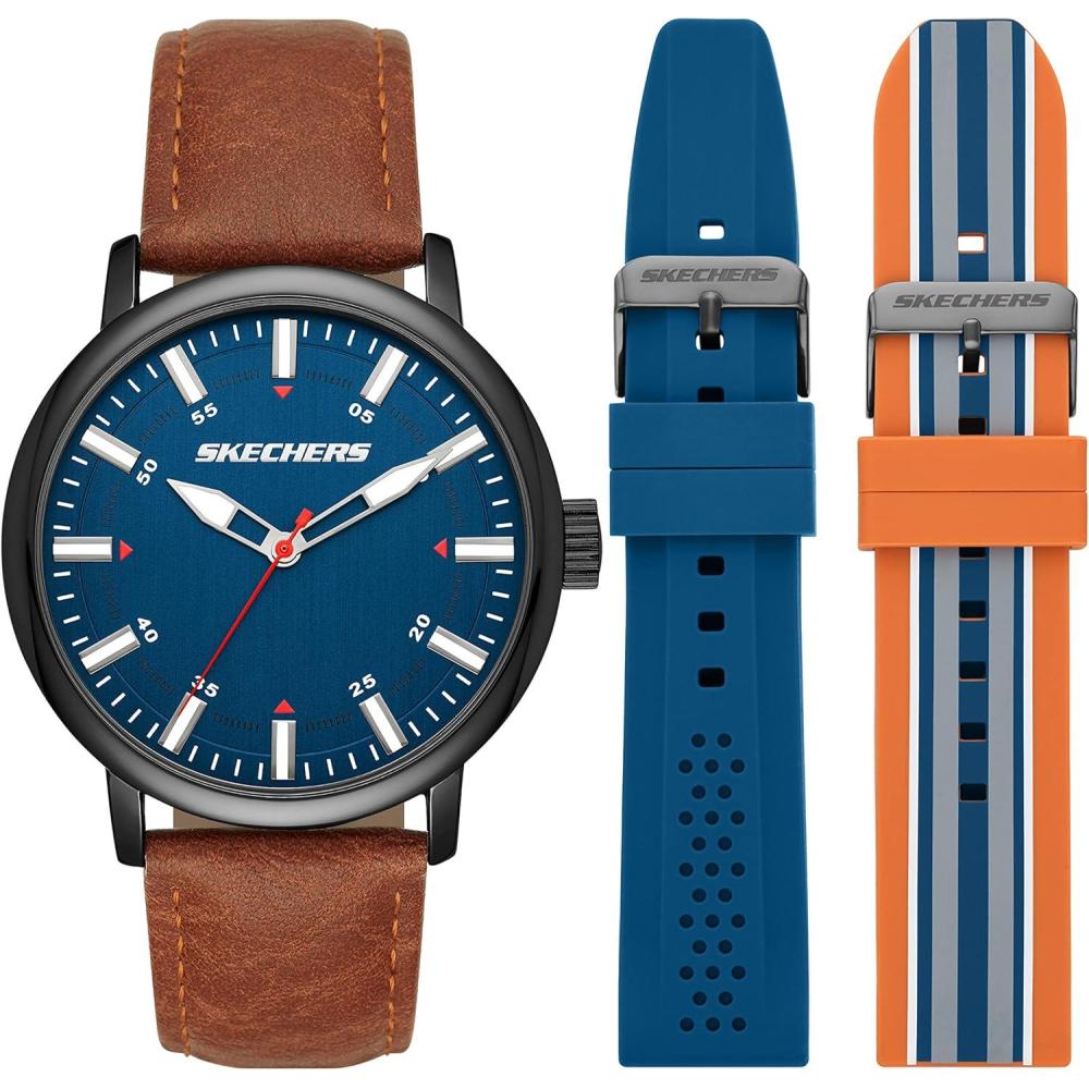 imageSkechers Mens Watch and Stackable Bracelet or Interchangeable Band Gift SetBlue Band Set