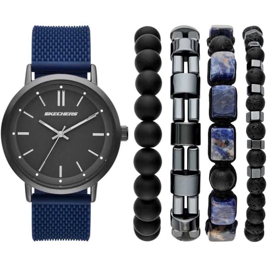 imageSkechers Mens Watch and Stackable Bracelet or Interchangeable Band Gift SetBlueBlack