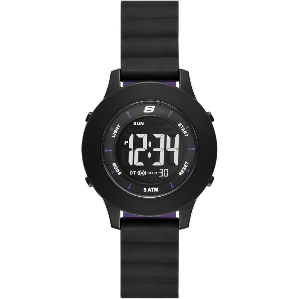 imageSkechers Rosencrans Silicone Digital Watch for WomenBlack Slipins
