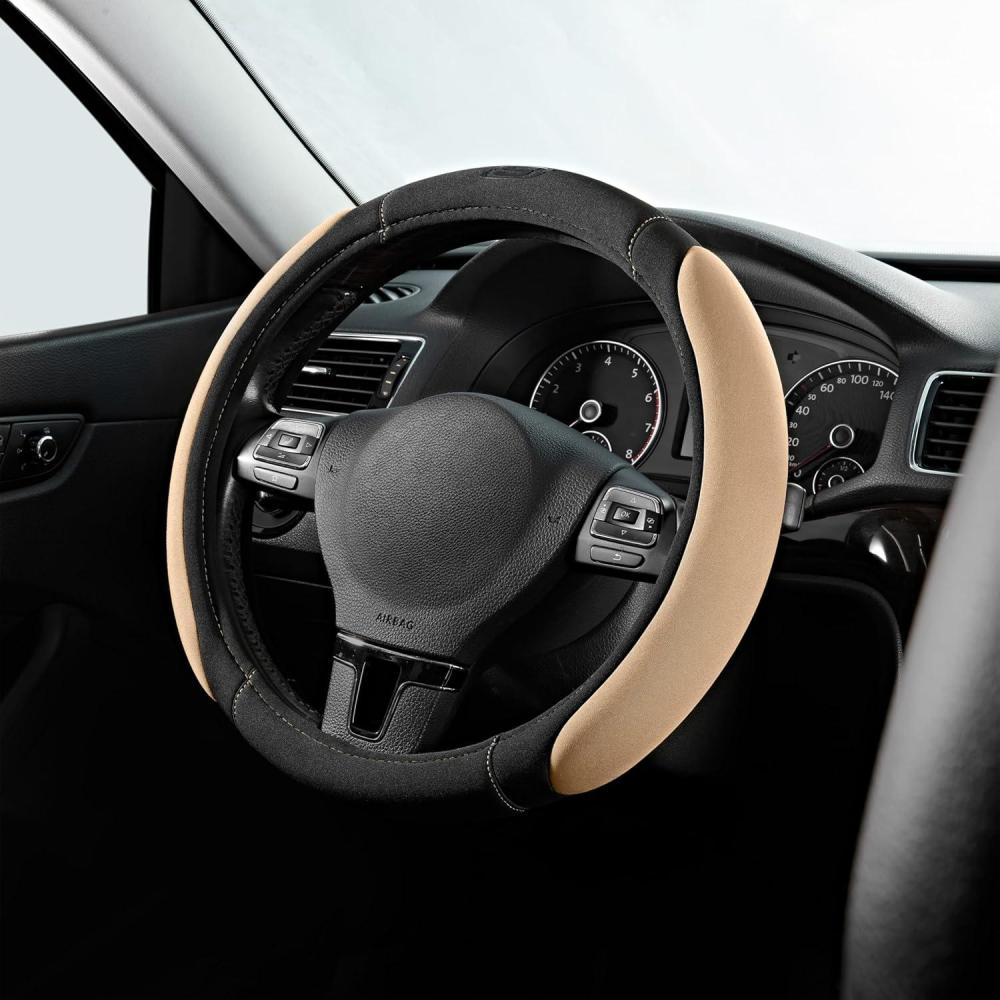 imageSkechers Steering Wheel CoverMemory Foam Car Steering Wheel Cover14515inch AntiSlip Safety Comfortable Desgin Universal Accessory for Diverse Cars TruckSUV Black ampamp RedBeige