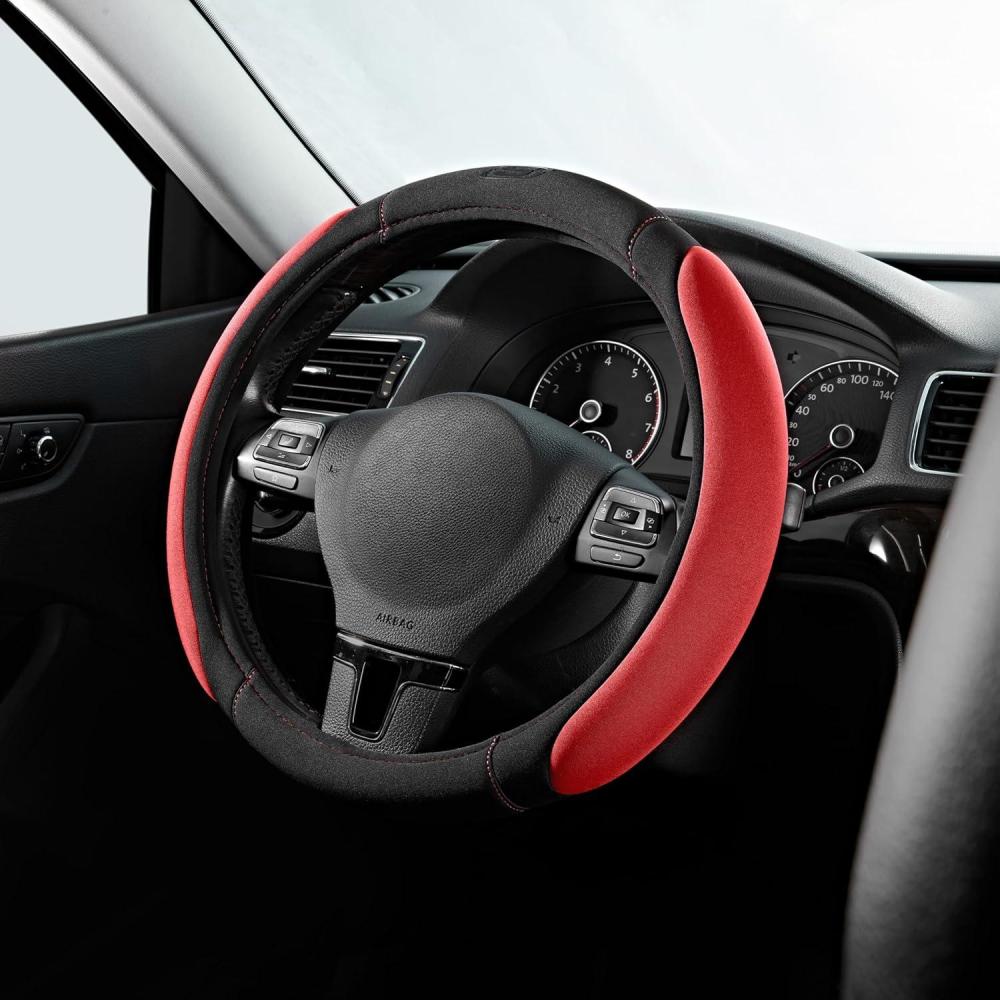 imageSkechers Steering Wheel CoverMemory Foam Car Steering Wheel Cover14515inch AntiSlip Safety Comfortable Desgin Universal Accessory for Diverse Cars TruckSUV Black ampamp RedRed