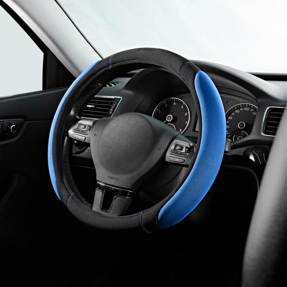 imageSkechers Steering Wheel CoverMemory Foam Car Steering Wheel Cover14515inch AntiSlip Safety Comfortable Desgin Universal Accessory for Diverse Cars TruckSUV Black ampamp RedBlue