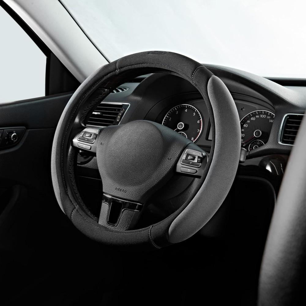 imageSkechers Steering Wheel CoverMemory Foam Car Steering Wheel Cover14515inch AntiSlip Safety Comfortable Desgin Universal Accessory for Diverse Cars TruckSUV Black ampamp RedGray