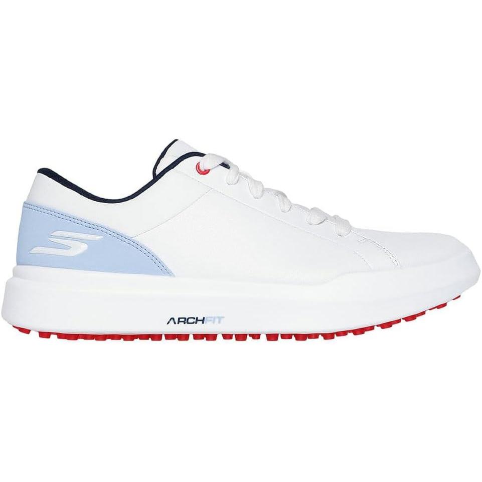 imageSkechers Womens Drive 6 Arch Fit Leather Relaxed Fit Waterproof Golf ShoeWhiteBlue